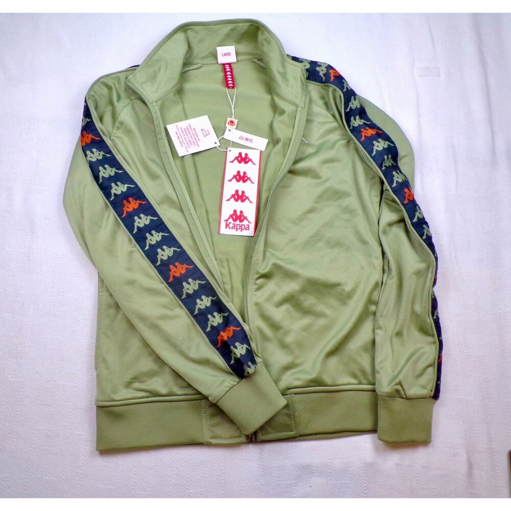 Kappa 222 Banda Faratsiho Track Jacket Womens L Slim Fit Green Salvia NWT Y2K